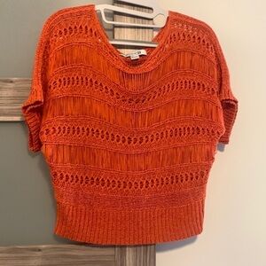 Forever 21 Orange Knit Sweater Slightly Cropped Short Sleeve Women's Size Small